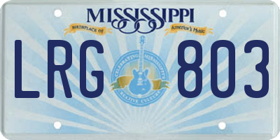 MS license plate LRG803