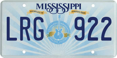 MS license plate LRG922