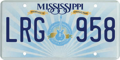 MS license plate LRG958