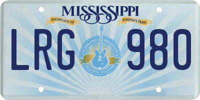 MS license plate LRG980