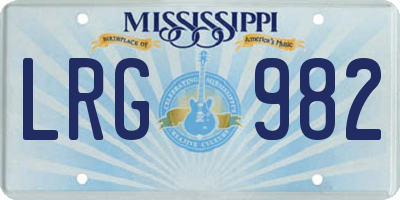 MS license plate LRG982