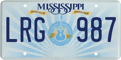 MS license plate LRG987