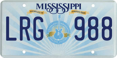 MS license plate LRG988
