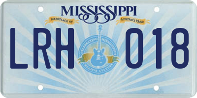 MS license plate LRH018