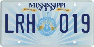 MS license plate LRH019