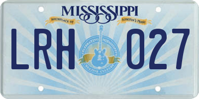 MS license plate LRH027