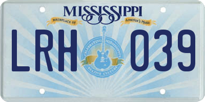 MS license plate LRH039