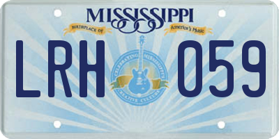 MS license plate LRH059