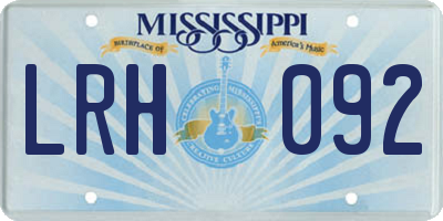 MS license plate LRH092