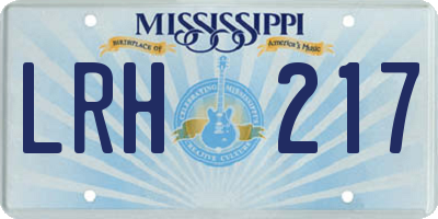 MS license plate LRH217
