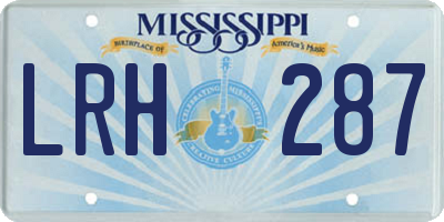 MS license plate LRH287