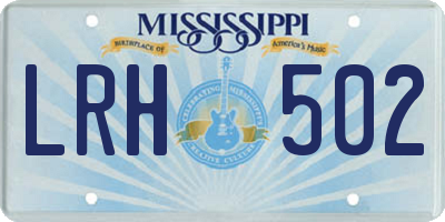 MS license plate LRH502