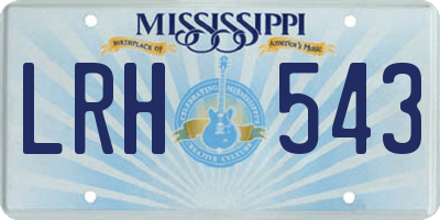 MS license plate LRH543