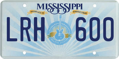 MS license plate LRH600