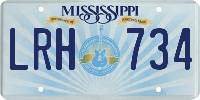 MS license plate LRH734