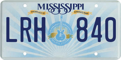 MS license plate LRH840
