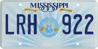 MS license plate LRH922