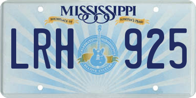 MS license plate LRH925