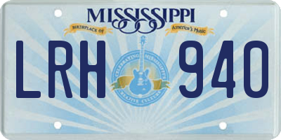 MS license plate LRH940