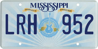 MS license plate LRH952