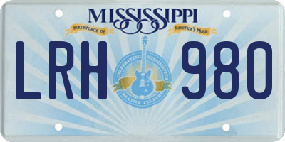 MS license plate LRH980