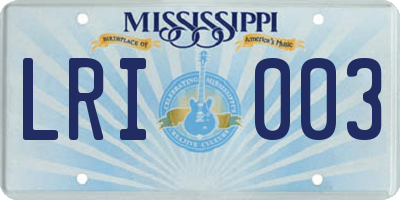 MS license plate LRI003