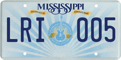 MS license plate LRI005