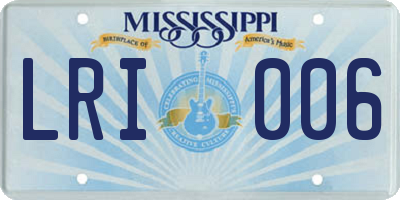 MS license plate LRI006