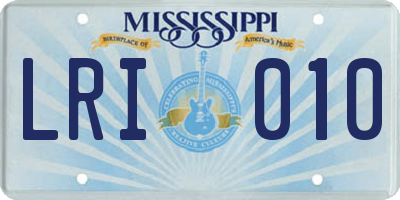 MS license plate LRI010