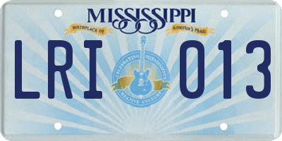 MS license plate LRI013