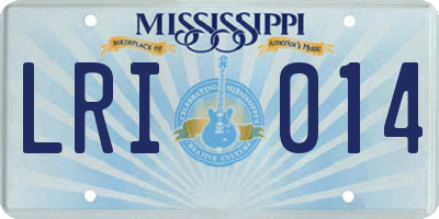 MS license plate LRI014