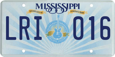 MS license plate LRI016