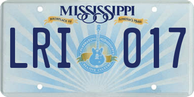 MS license plate LRI017