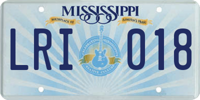 MS license plate LRI018