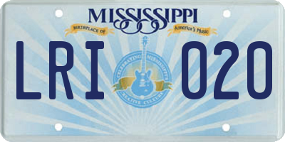 MS license plate LRI020
