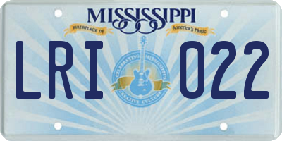 MS license plate LRI022