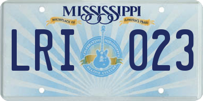 MS license plate LRI023