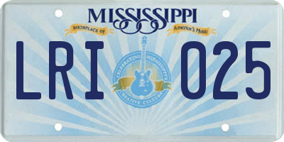 MS license plate LRI025