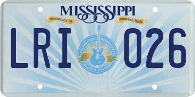 MS license plate LRI026
