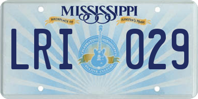 MS license plate LRI029