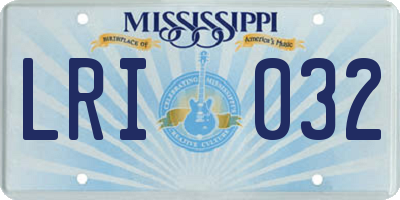 MS license plate LRI032