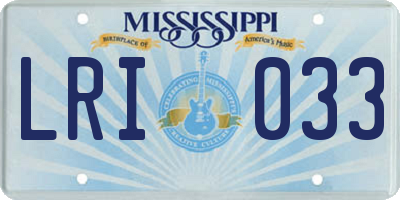 MS license plate LRI033