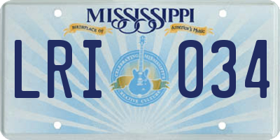 MS license plate LRI034