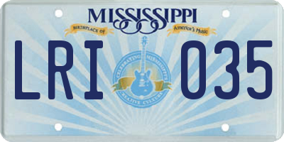 MS license plate LRI035