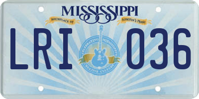 MS license plate LRI036