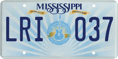 MS license plate LRI037