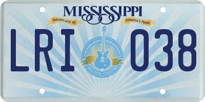 MS license plate LRI038