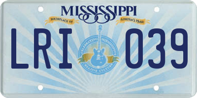 MS license plate LRI039