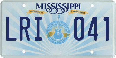 MS license plate LRI041