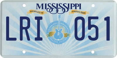 MS license plate LRI051